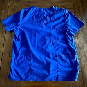 Scrub Set Electric Blue V-Neck Men's Large-top, Medium-Pants